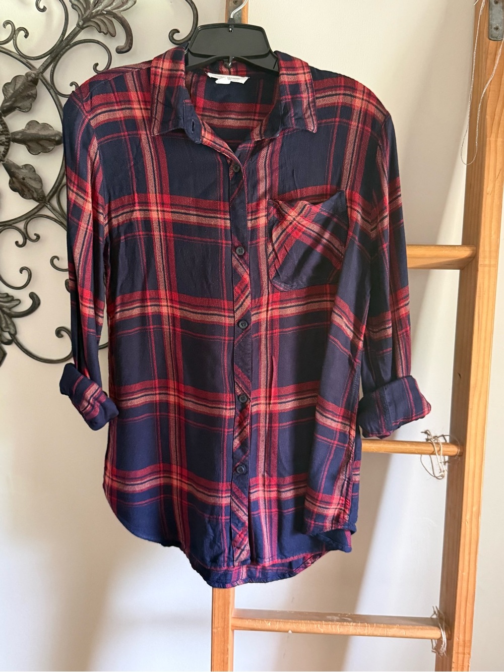 beachlunchlounge Red and Navy Plaid Shirt